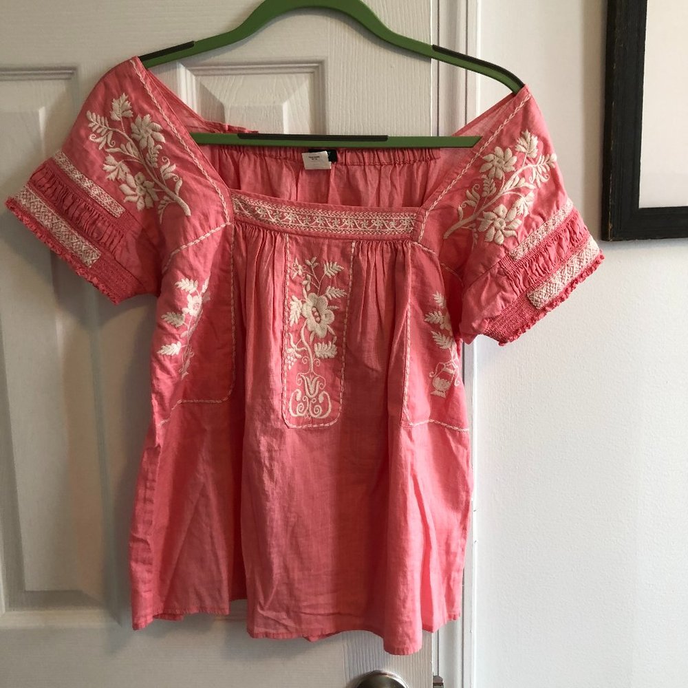 JCREW Pink Off the Shoulder Blouse